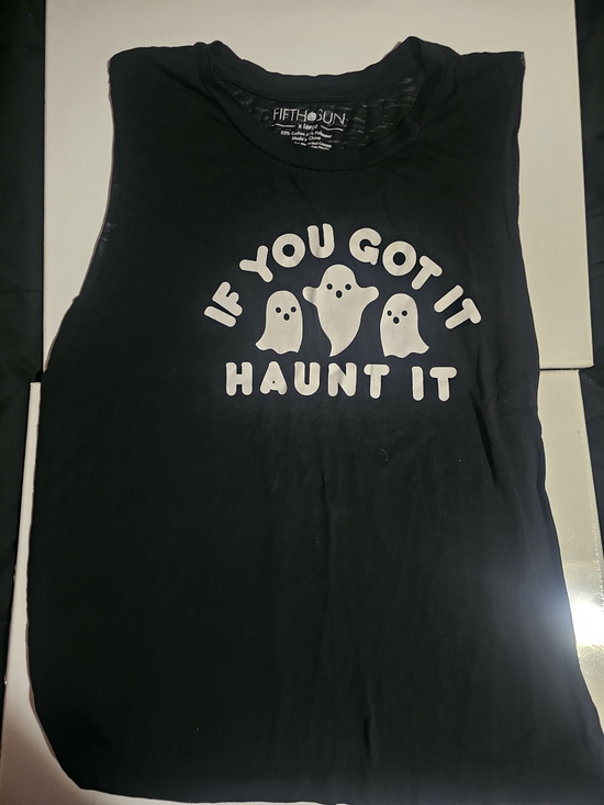 Fifth Sun Tops - 🩷 Fifth Sun Black Tank with White Ghost Graphic - "If You Got It Haunt It"